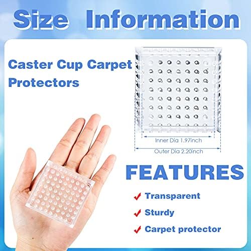 Jetec 16 Pcs Carpet Protectors for Furniture Legs Rug Protector Spiked Caster Cups Furniture Coasters for Carpets Plastic Anti-dent Carpet Protector for Chairs Sofas Tables Bed (Round)