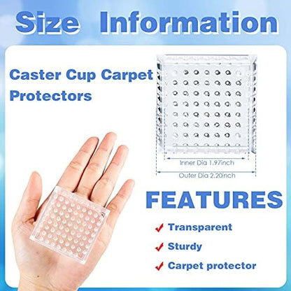 Jetec 16 Pcs Carpet Protectors for Furniture Legs Rug Protector Spiked Caster Cups Furniture Coasters for Carpets Plastic Anti-dent Carpet Protector for Chairs Sofas Tables Bed (Round)