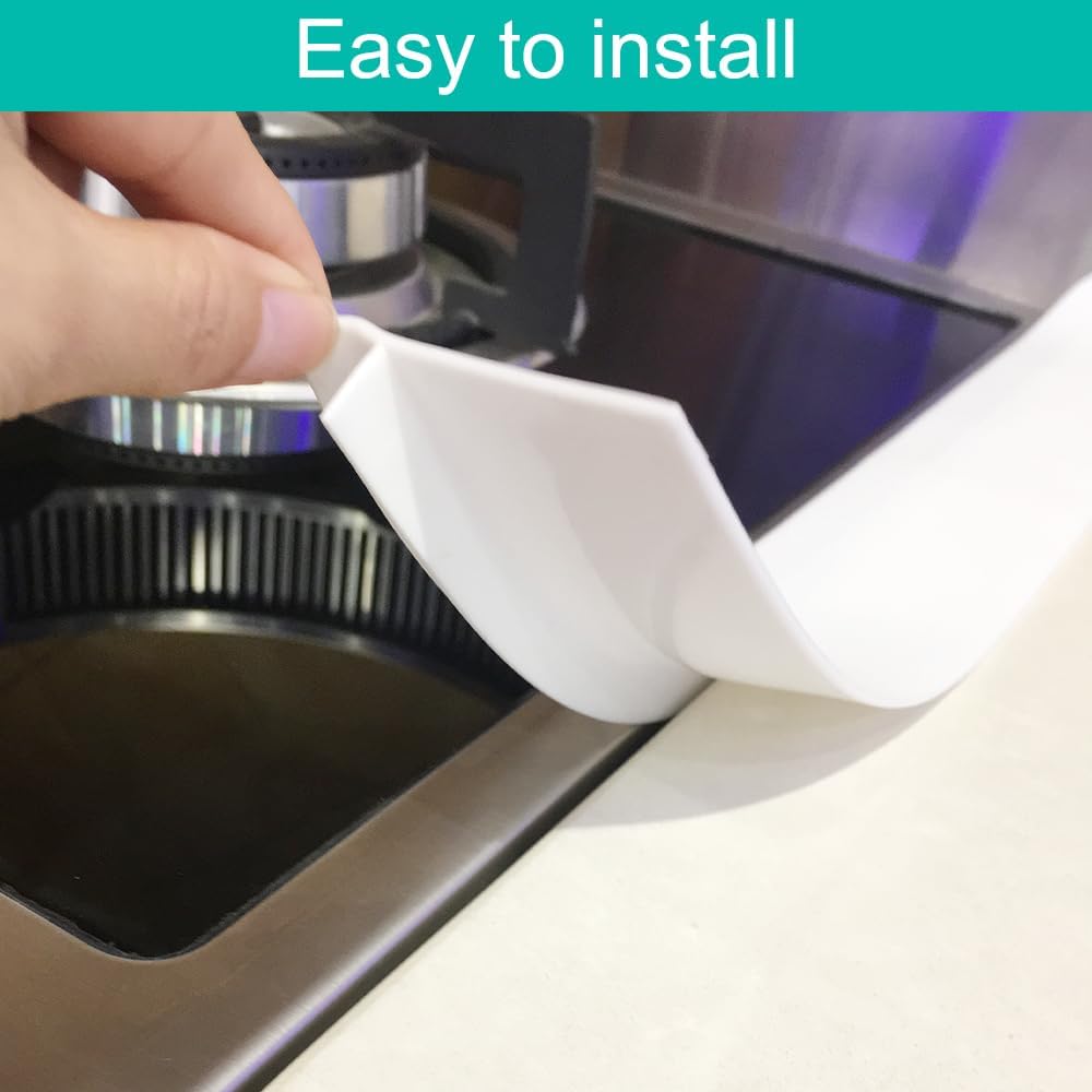 Stove Counter Gap Cover - 25 Inch Silicone Stove Gap Filler 2 Pack White | Kitchen silicone oven gap filler, countertop strips gap guard, easy to clean; white counter gap cover,crack guard for counter