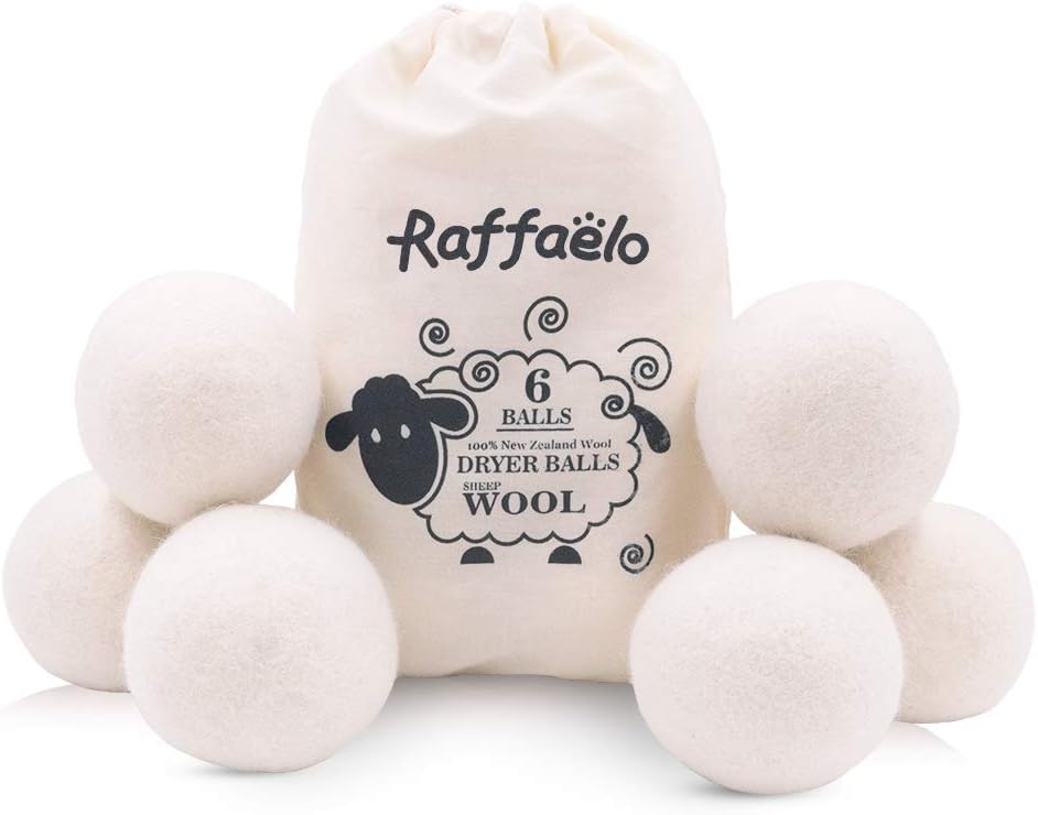 Wool Dryer Balls XL Reusable Natural Fabric Softener, Set of 6 | Wool Ball, Premium Pet Hair Remover for Laundry, Hair Catcher for Washer, Hair Remover Fabric Softener Balls for Dryer, White
