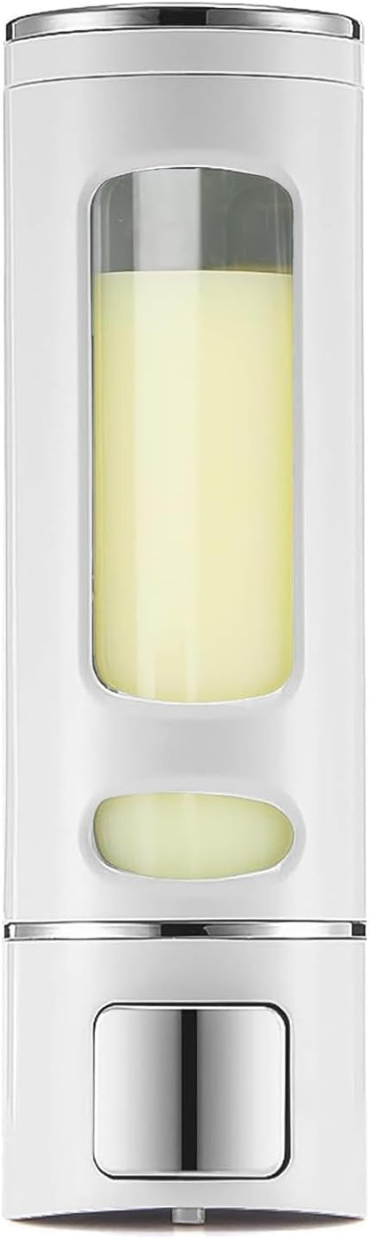 Single Wall Mounted Hand Soap Dispenser, 13.5oz/400ml Black Showe | Clear Refillable Liquid Lotion Soap Dispenser, Gel Container Shower Pump Dispenser and Organizer for Bathroom Kitchen