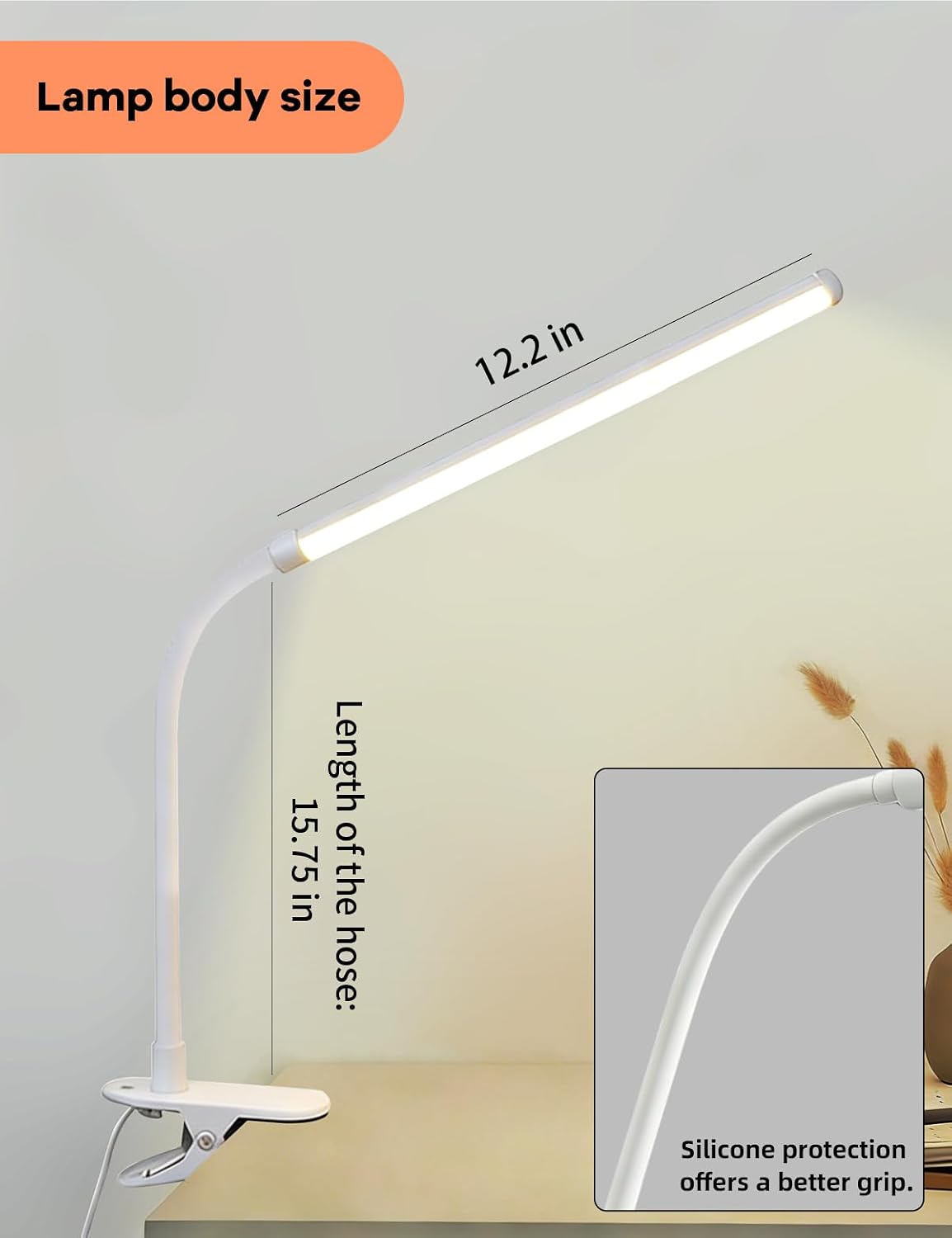 2 Pack LED Desk Lamp with Clamp,Eye-Friendly Clip on Lights for Home Office Study Reading,3 Modes 10 Brightness,Long Flexible Goose-Neck,Swing Arm Architect Task Table Lamps USB Usage