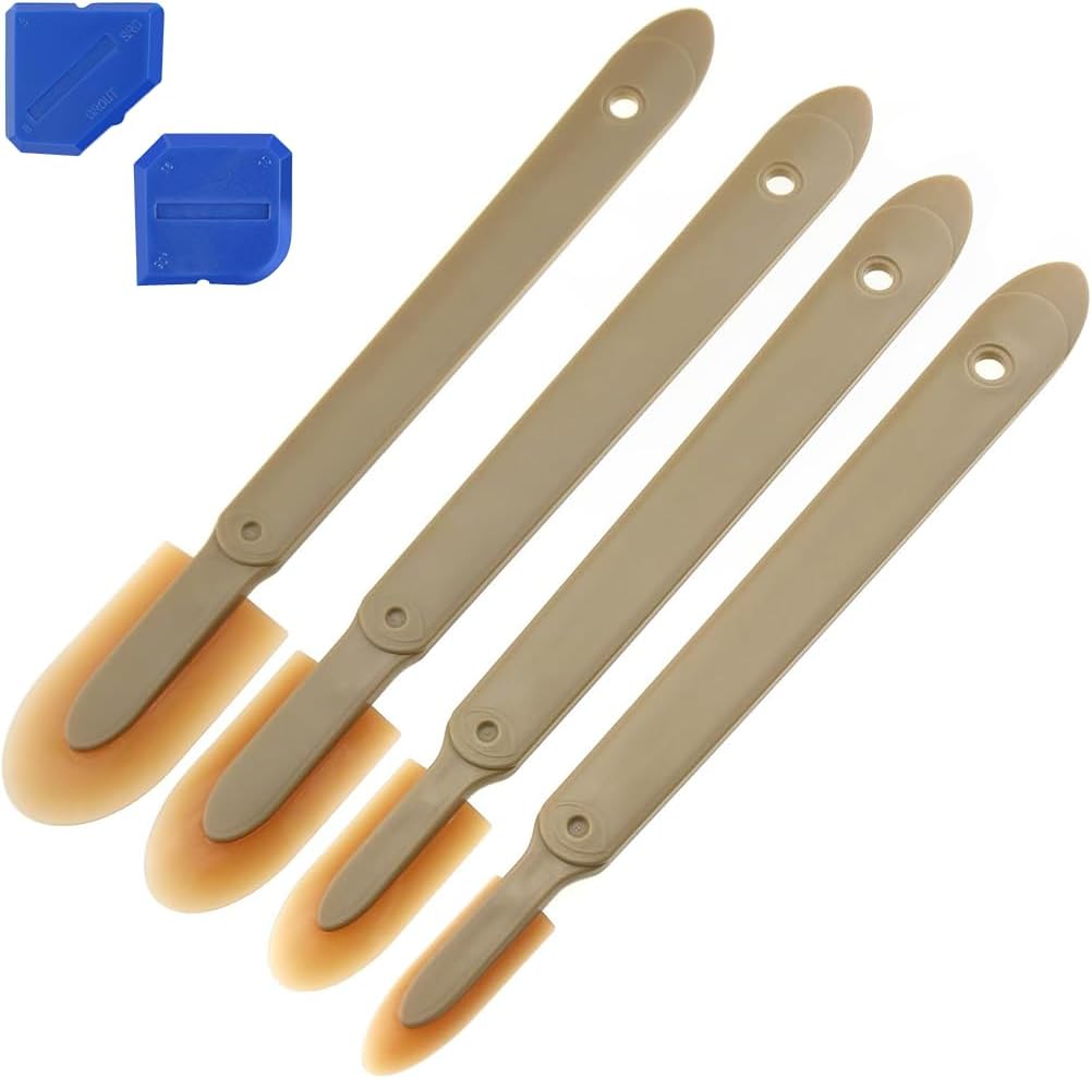 6pcs Caulking Tool Reusable Sealant Spatula Spreader 2 Sizes Silicone Caulk Finishing Set Tool Multifunctional Caulking Remover/Smoothing Tool Applicator for Tiles Brick Kitchen Bathroom