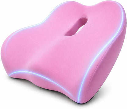 X Large Memory Foam Seat Cushion for Office Chair, High-Density Pad with Non-Slip Bottom and Adjustable Strap, Tailbone Pressure Relief for Long Sitting, Desk Work, Car, Wheelchair, Black