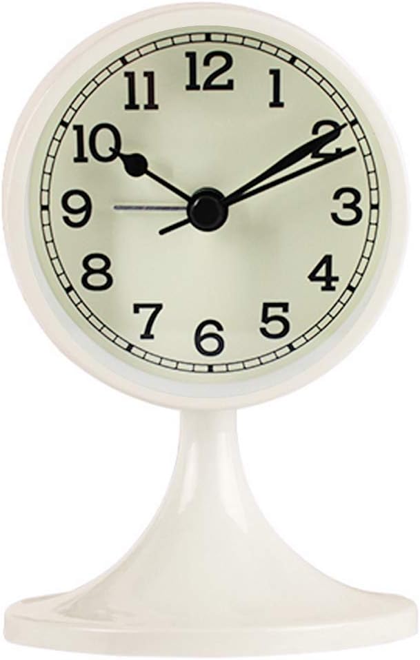 3" Round Quartz Analog Metal Alarm Clock Silent Non Ticking Desk Clock