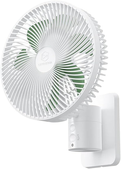 LEMOISTAR 8 Inch Small Wall Mounted RV Fan with Remote Control, 90° Oscillating, 4 Speeds, 4 Timer, Adjustable Tilt, 70 Inch Cord, Quiet, for Corner Bedroom Home Office Garage-Black