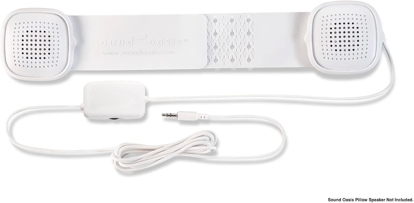 Sound Oasis Sleep Therapy Pillow Speakers with Holder – Ultra-Thin Under Pillow Stereo Speakers with Volume Control, 3.5mm Audio Jack for Sleep Sounds, Tinnitus Relief, Music & Relaxation