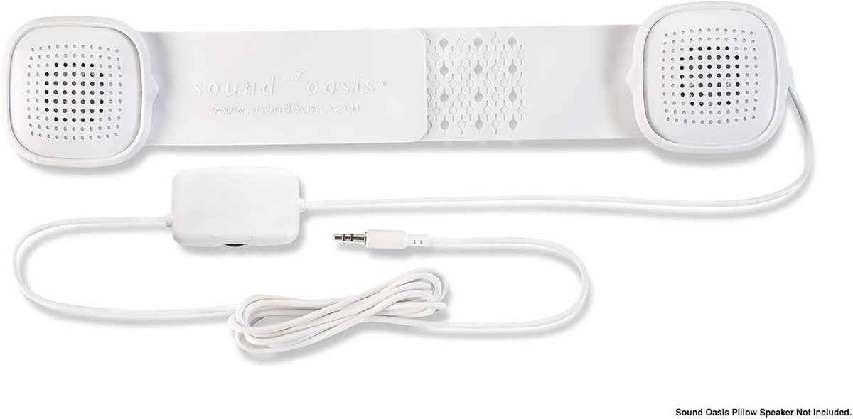 Sound Oasis Sleep Therapy Pillow Speakers with Holder – Ultra-Thin Under Pillow Stereo Speakers with Volume Control, 3.5mm Audio Jack for Sleep Sounds, Tinnitus Relief, Music & Relaxation