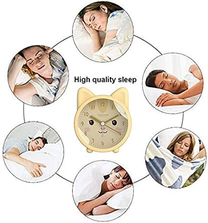 3" Cat Silicone Analog Alarm Clock Silent Non Ticking Backlight Desk Clock