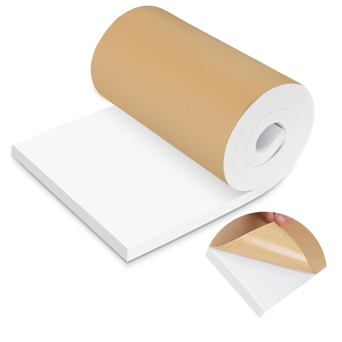 LSGCQ Sponge Neoprene Foam Padding Self Adhesive Foam Sheets, White | Closed Cell Foam Sheet Neoprene Rubber Pad for DIY Gaskets Shock Pads Liner Crafts, 12" Wide x 1/8" Thick x 59" Long