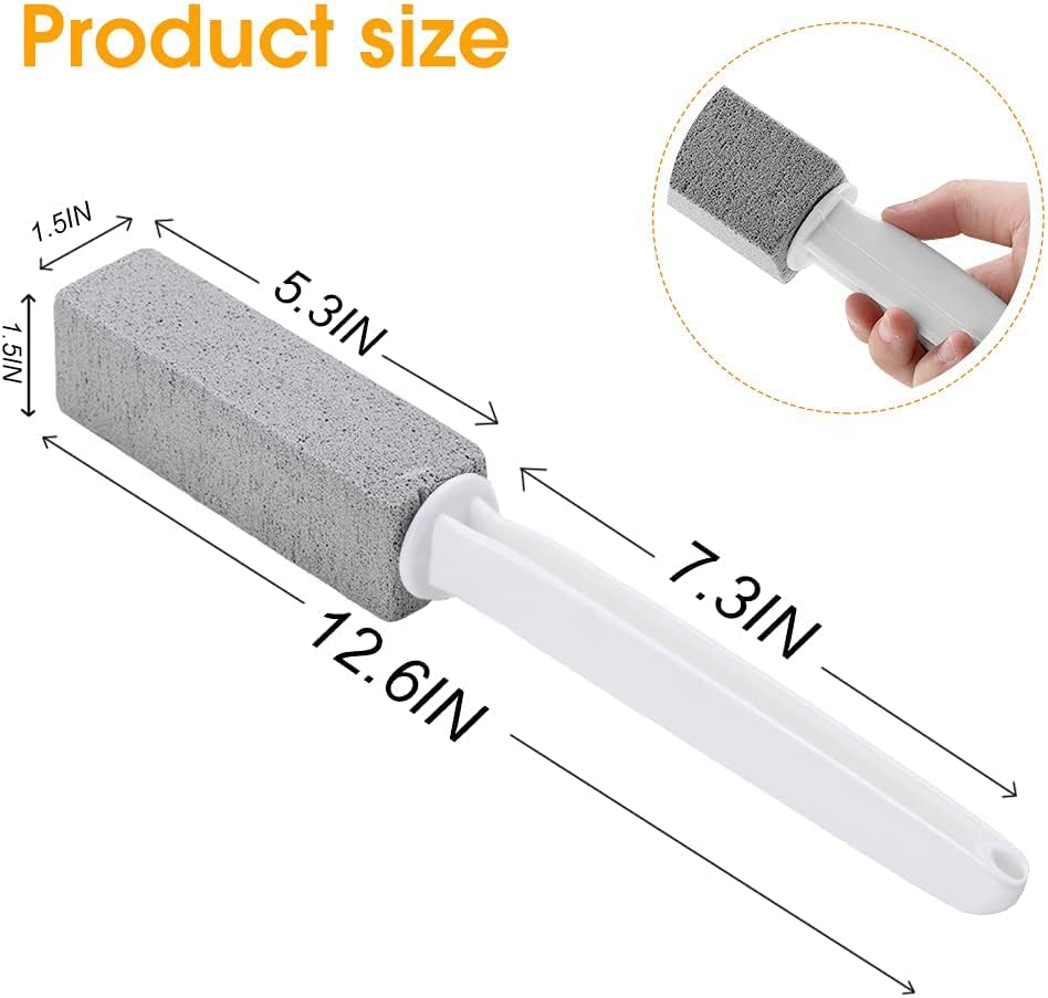 Kadden 2 Pack Pumice Stone Toilet Bowl Cleaner with Handle, Hard Water Ring Remover & Stain Scrubber for Bathroom, Pool, Sink and Tub, Ergonomic Heavy Duty Cleaning Tool