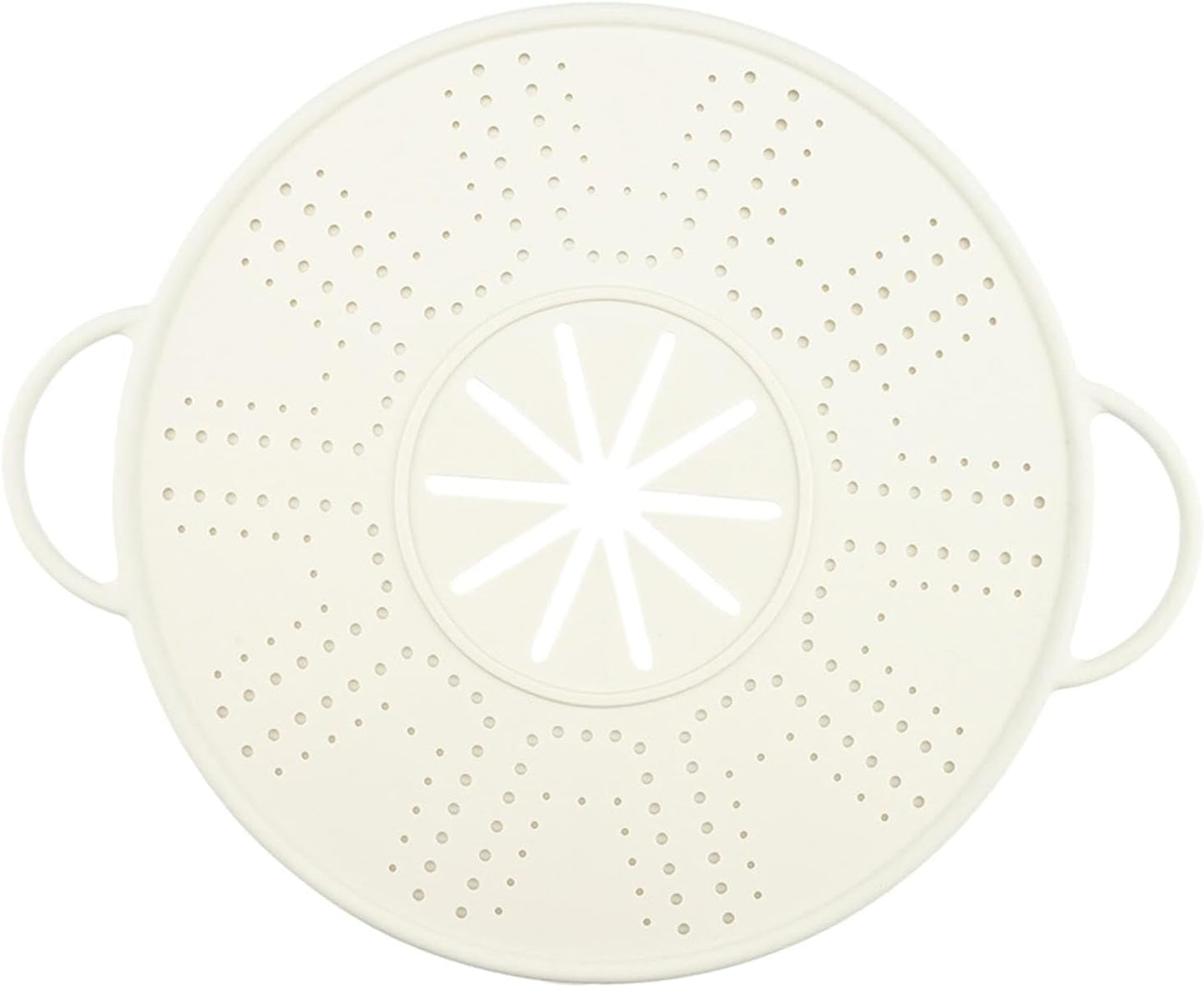 Silicone Spill Stopper Lid Pan Lid Multifunctional Double Handle Silicone Splatter Screen, Boil over Spill Stopper, White