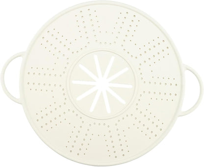 Silicone Spill Stopper Lid Pan Lid Multifunctional Double Handle Silicone Splatter Screen, Boil over Spill Stopper, White