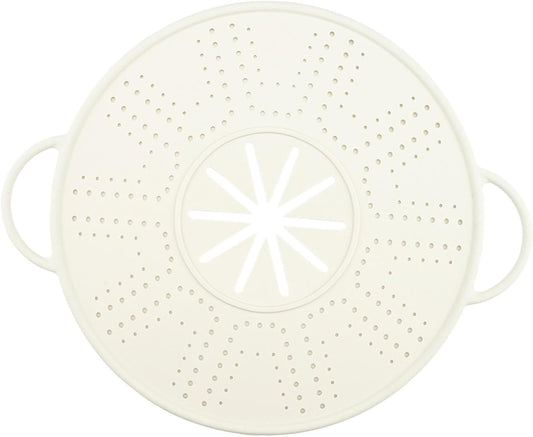 Silicone Spill Stopper Lid Pan Lid Multifunctional Double Handle Silicone Splatter Screen, Boil over Spill Stopper, White