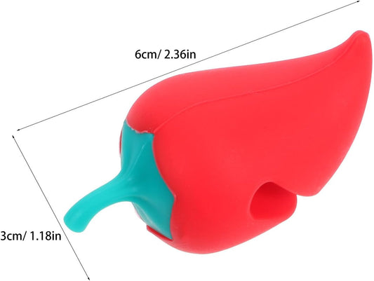 Pepper Shape Silicone Pot Lid Holders Boil Over Stopper Spill-proof Steam Releaser Recyclable Material (Red)