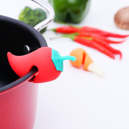 Beaupretty 6pcs Pepper-shaped Silicone Pot Lid Lifters Spill-proof Boil Stoppers Kitchen Pan Spill Guards for Cooking Prevention