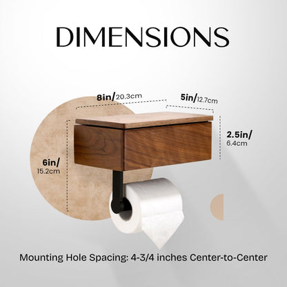 Day Moon™ - Toilet Paper Holder with Shelf - Modern Roll Holder for Bathroom - 1 Pack - Wall Mount - with Storage, Gold