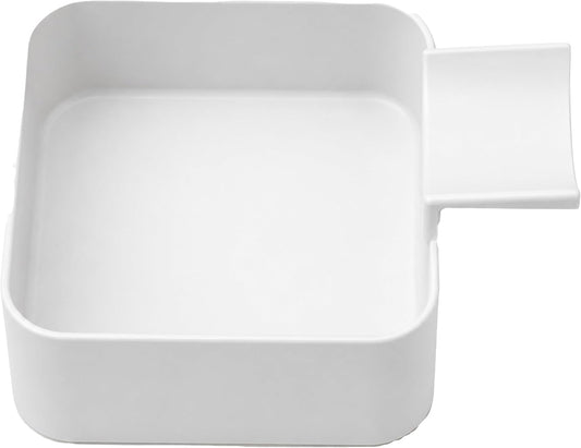 Drain Pan Compatible with Samsung Washing Machine, Washer Drain Tray Replacement for Laundry Room Drainage Setup | Square Shape, Side Handle, Matte Finish, Serving & Dipping, White Porcelain