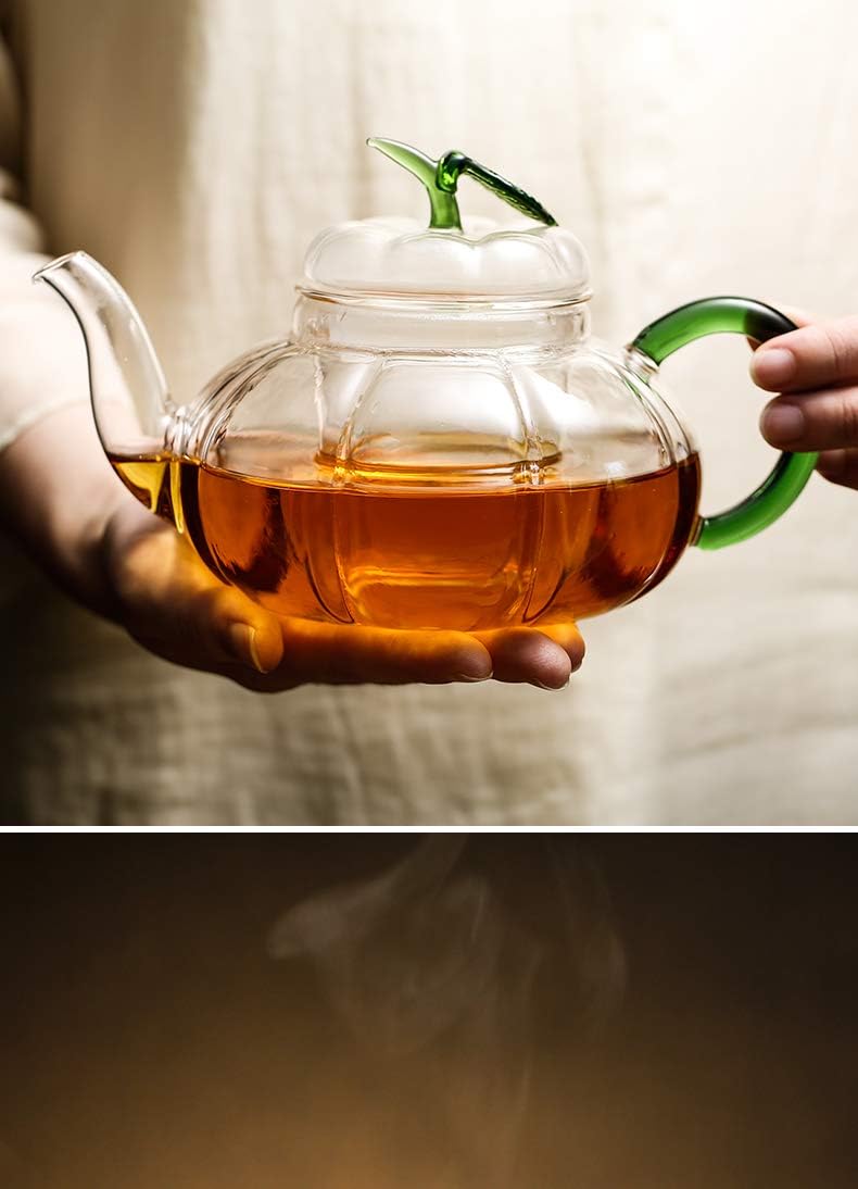 Glass Filtering Tea Maker Teapot with a Warmer and 6 Double-walled Tea Cups Set (Heating base, Standard)