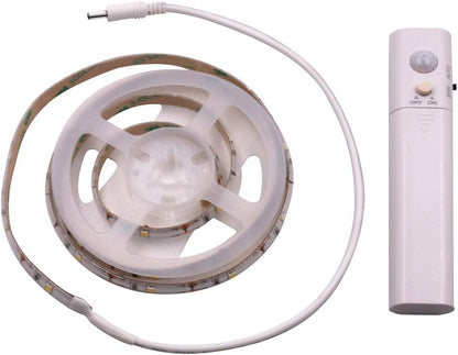 3.3Ft PIR Motion Sensor LED Cabinet Lights, Waterproof Battery Powered DC 5V 3528 Strip Tape Under Bed lamp Light for Closet Wardrobe Stairs Hallway(White)