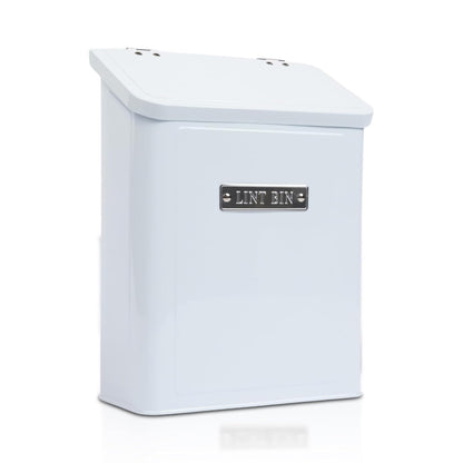 Embossed Magnetic Lint Bin For Laundry Room | Modern Farmhouse Laundry Lint Bin | Lint Trash Can For Laundry Room | White Lint Bin For Laundry Room Magnetic | Space Saving Storage Laundry Bin with Lid
