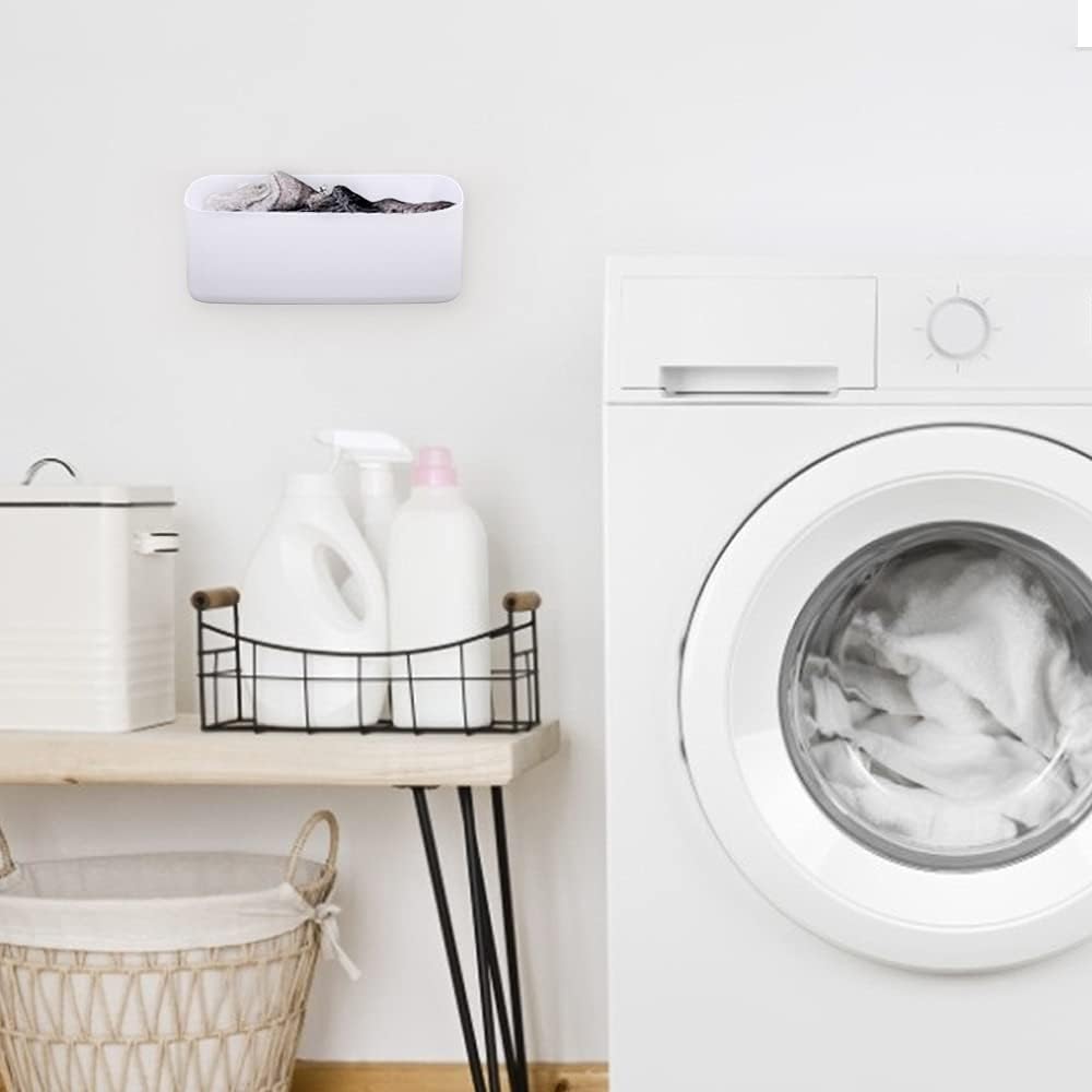 Picowe Magnetic Laundry Storage, Large Lint Holder Bin, Space-Saving Trash Container Hanging on Dryer, Washer or Wall Mount (Gray White)