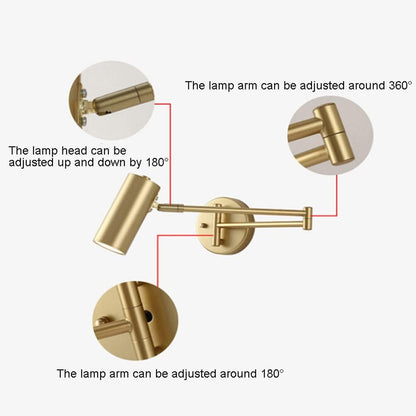 Swing Arm Wall Sconce Adjustable Wall Mount Reading Light Headboard Lamp, Modern Hardwired Sconces GU10 Wall Swivel Spot Lights for Bedroom Bedside Living Room Study