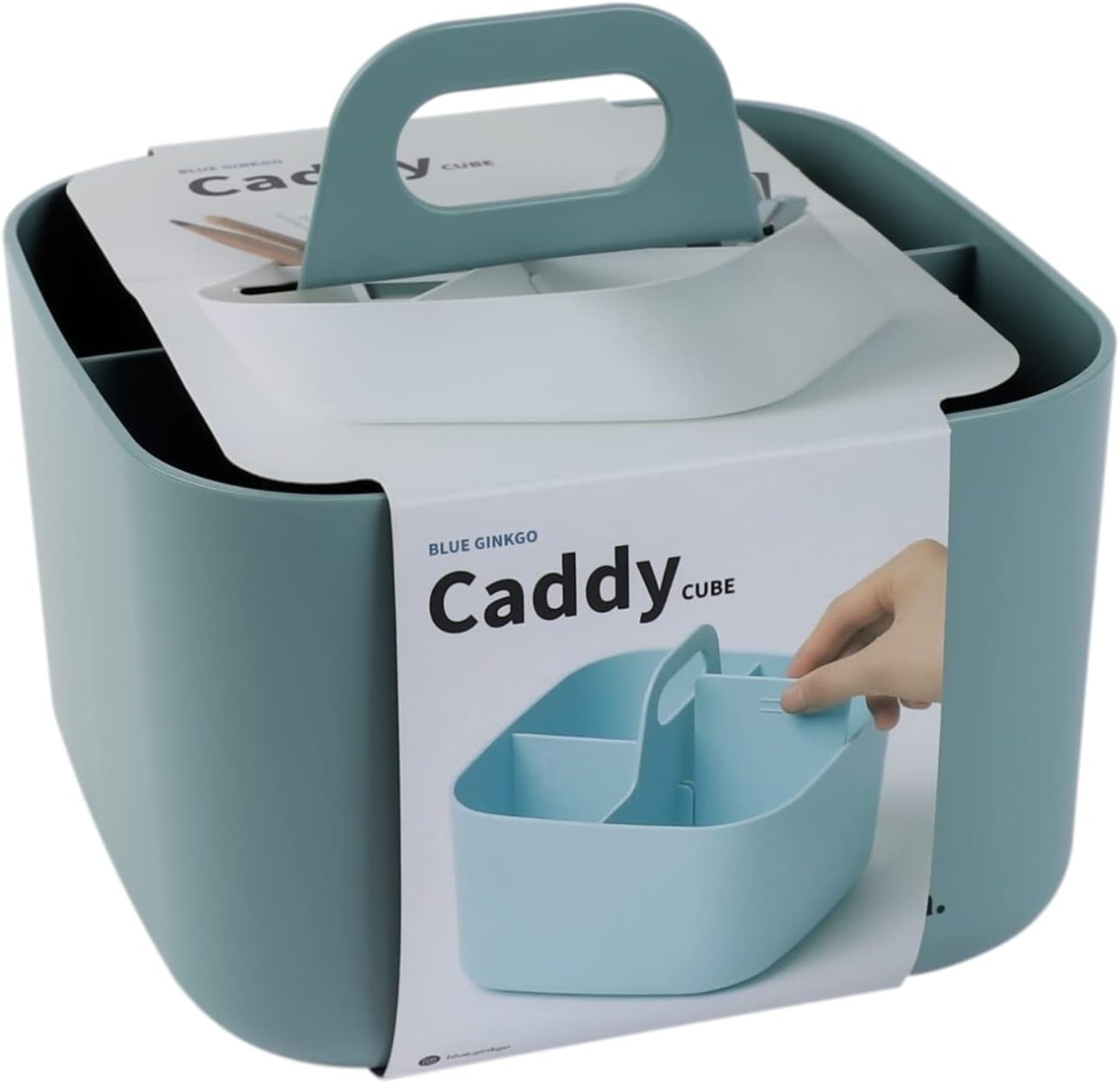 BLUE GINKGO Stackable Organizer Caddy, Rectangle, White, Made in Korea | Portable. Adjustable. Home, Office & School Storage.