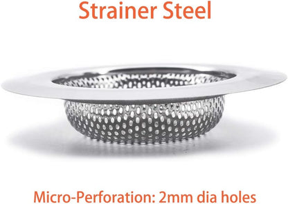 2 pcs Heavy Duty Stainless Steel Slop Basket Filter Trap, 2.75" Top / 1" Mesh Metal Sink Strainer,Perfect for Kitchen Sink/Bathroom Bathtub RV Wash Basin Floor Drain Balcony Drain Hole