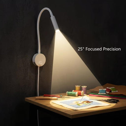 Wall Mounted LED Reading Lamp Focused 25° Spotlight for Bedroom headboard Marine Cabin Boat Yacht Interior Light Hotel Suite Hospital Patient Room Bedside Sconce 4.92ft Cord