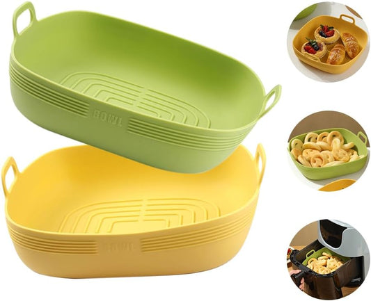 Air Fryer Silicone Liners Square 8.5 Inches 2pc Non-Stick food grade Reusable Airfryer Silicone Pot Baking Basket Bowl for 5.8 to 8 Qt Air Fryer Backing Tray Over Accessories | 8.5 Inches 2pc Reusable Airfryer Silicone Pot Baking Basket Bowl for 5.8 to 8