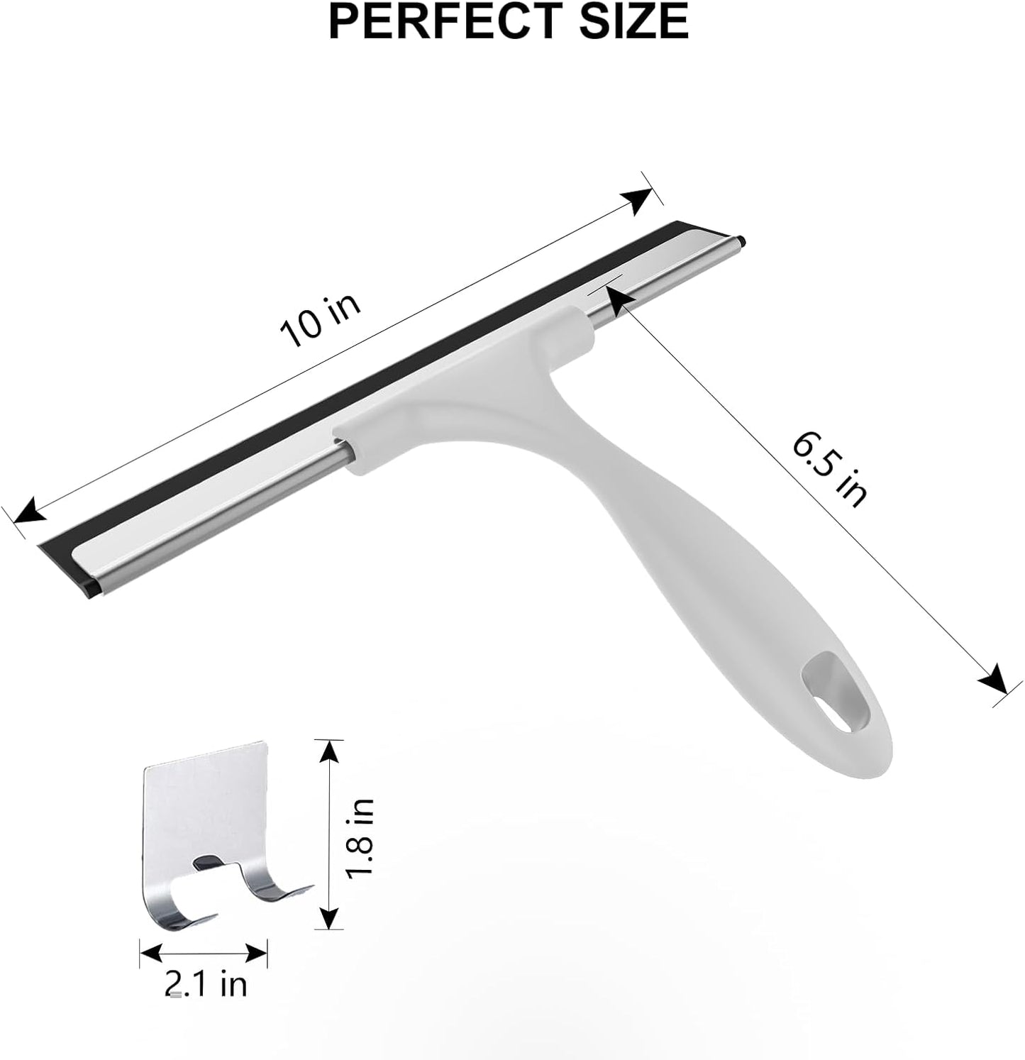 SetSail Squeegee for Shower Glass Door, 10 Inches, Black | Stainless Steel Shower Squeegee for Glass Doors, All-Purpose Window Squeegee for Shower Mirror Bathroom Car Window Cleaning