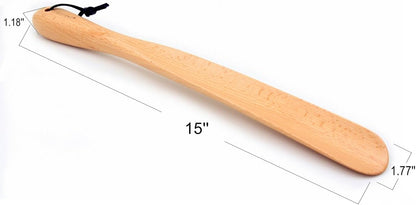 Bamber Wooden Shoe Horn Wood Shoehorn with Handle for Seniors Women Men Kids, 15'' Long, Black Walnut