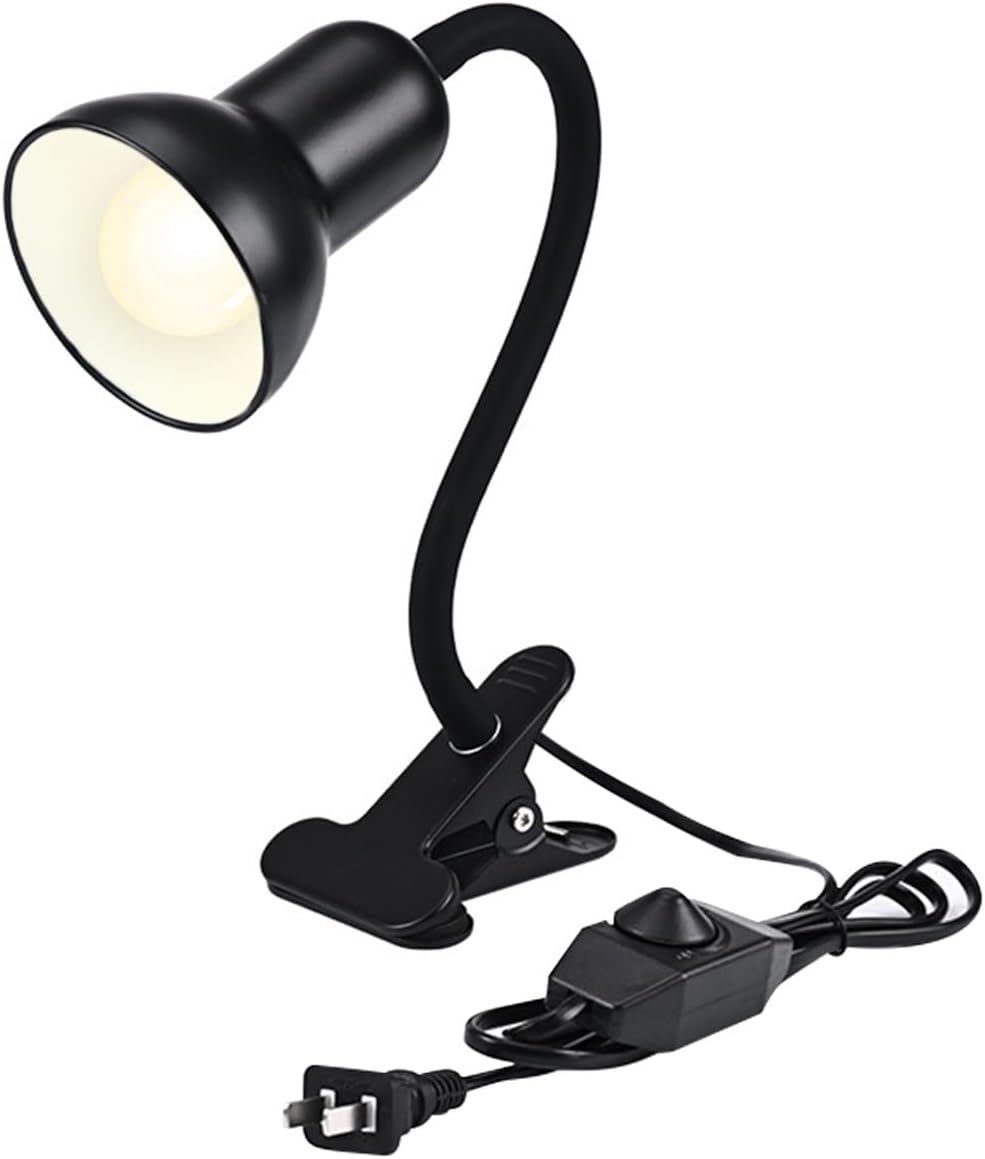 Clip On Gooseneck Lamp - 300W Max, Ceramic Fire-Resistant E26 Socket, Classic Durable Switch, Adjustable Flexible Clamp Light for Desk, Workbench, Bed Headboard, Table, Grow (Standard Clip Desk Light)