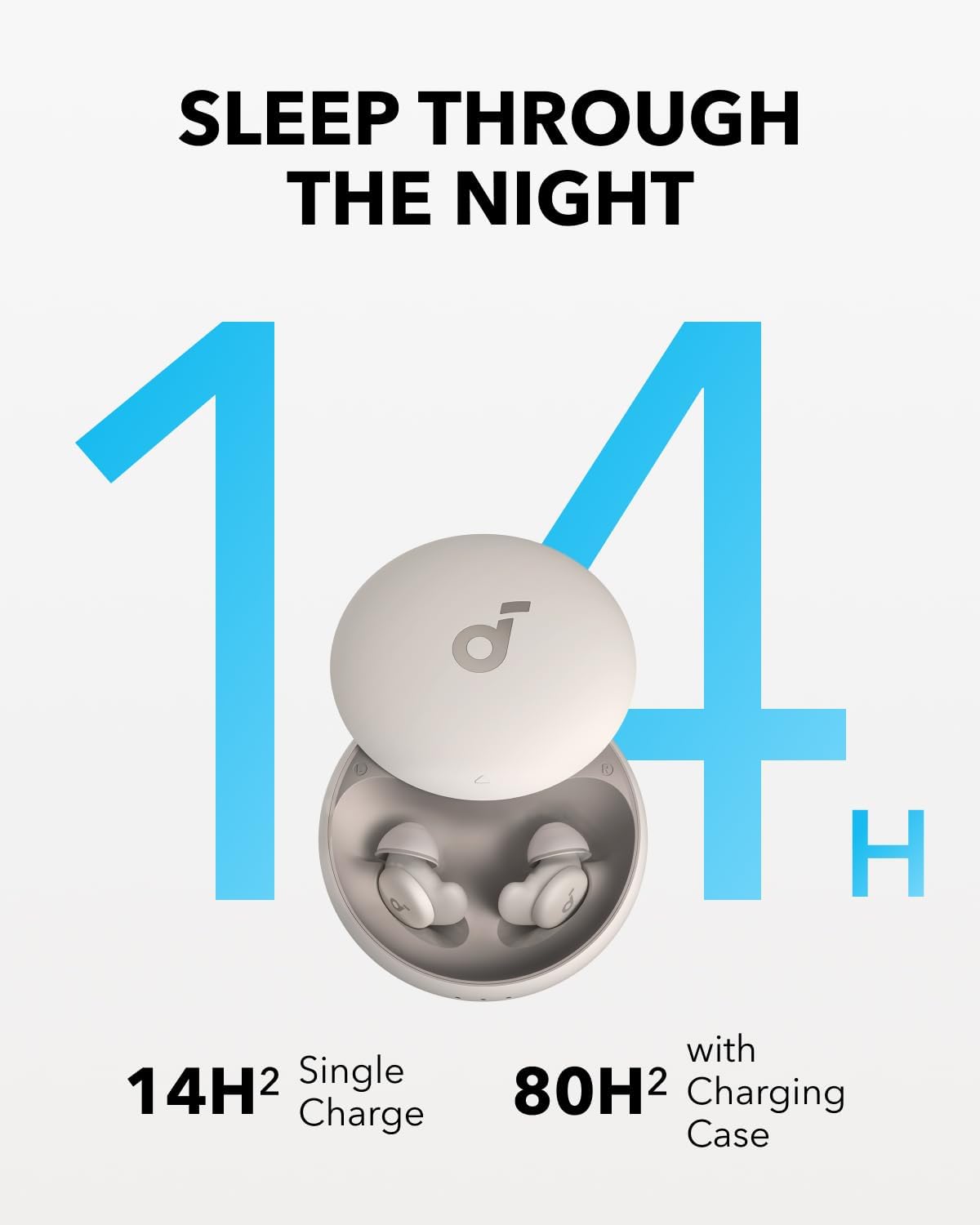 Soundcore Sleep Earbuds Set by Anker with Comfortable Ear Tips and Wings | 30 dB High-Frequency Noise Reduction, Side Sleeper Comfort, 80H Playtimae, Stream Content via Bluetooth 5.3, Sleep Tracking