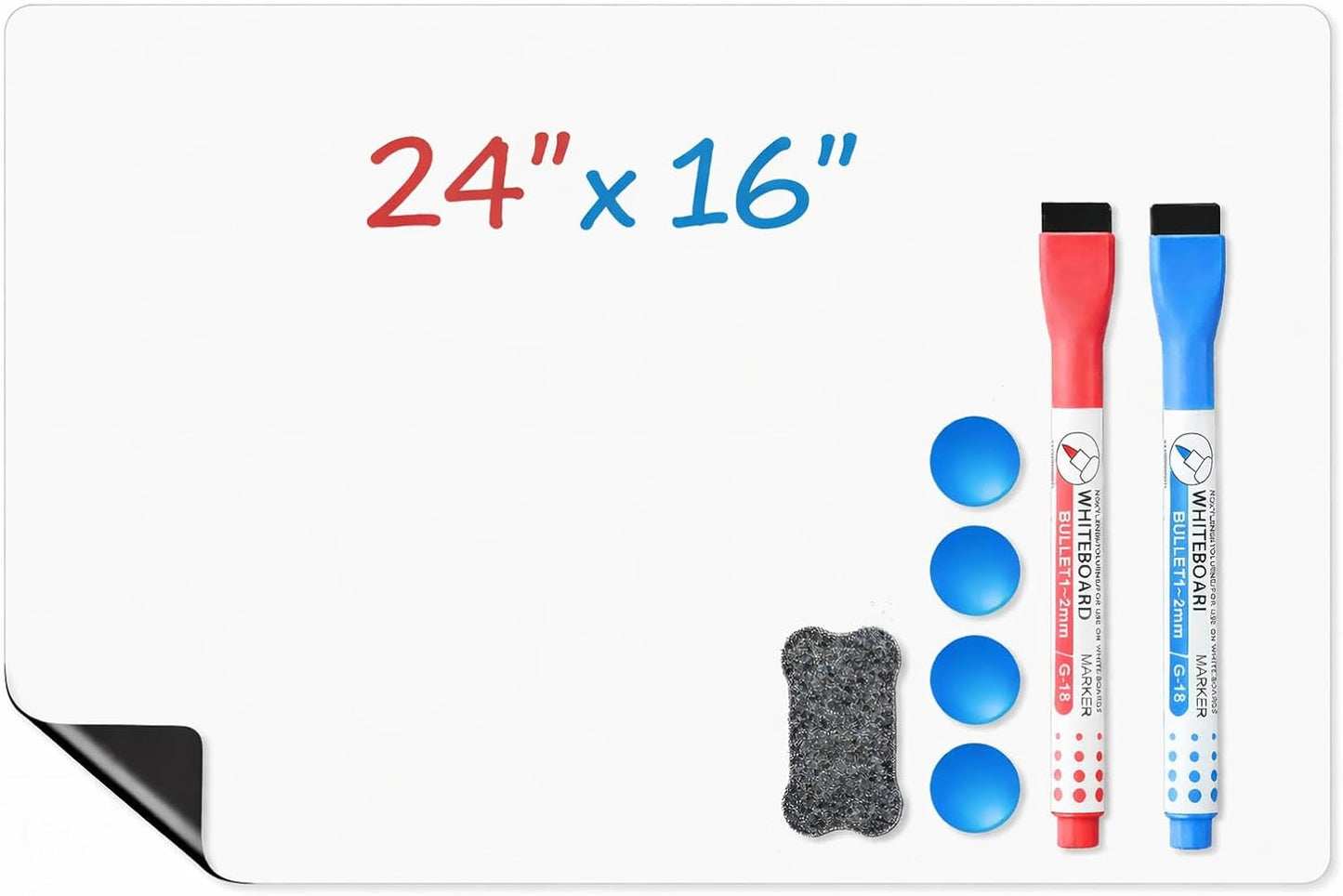 Magnetic Whiteboard for Fridge, 4-Pack Dry Erase Boards (12×8 in) with 5 Markers & Eraser, Strong Magnet & Stain-Resistant Surface, Reusable Message Board for Fridge, Family Planner & Kitchen Notes