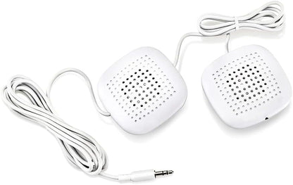 Sound Oasis Pillow Speakers, 2 UltraThin Stereo Speakers, Volume Control, Surround Sound for Music, Sleep, Tinnitus Masking, Connect to External Sound Source with 1/8" 3.5mm Headphone Jack Plug, White