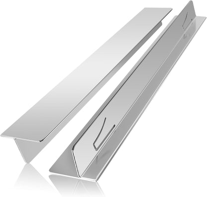 Stove Gap Covers 2PCS, Stove Gap Filler Stainless Steel,13.8'' to 27.5'' Adjustable Length,Range Trim Kit,Oven Stove Gap Guard Between Stovetop and Counter,Easy to Clean Heat Resistant, Black