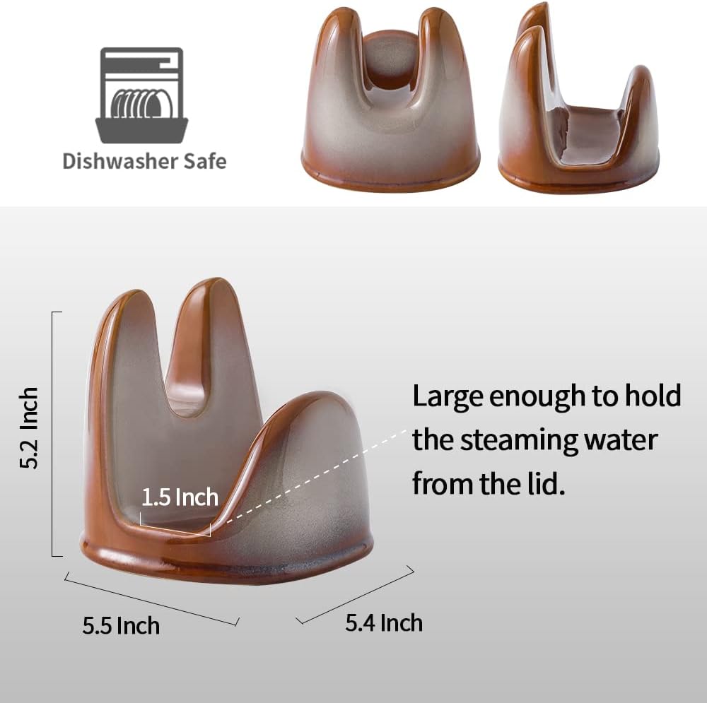 Nihow Ceramic Pot Lid Holder While Cooking for Kitchen Counter/Stove Top | Blue,Stable, Dishwasher Safe, Keep Counter Top Tidy and Clean,Water Proof,Saving Space,Heat Resistant