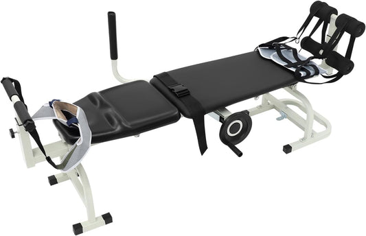 Decompression Table, Spinal Decompression Machine with Base & Safety Belt Decompression Back Stretcher Traction Table Adjustable Decompression & Stretch Table for Tension Relief