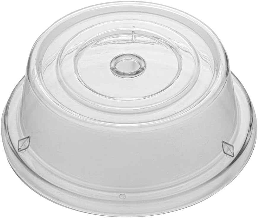 Restaurantware Cater Tek 11 Inch Polycarbonate Plate Cover 1 Shatterproof Dish Cover - Microwavable Endures Up To 210F Clear Plastic Splatter Cover With Finger Hole For 11 Inch Plates
