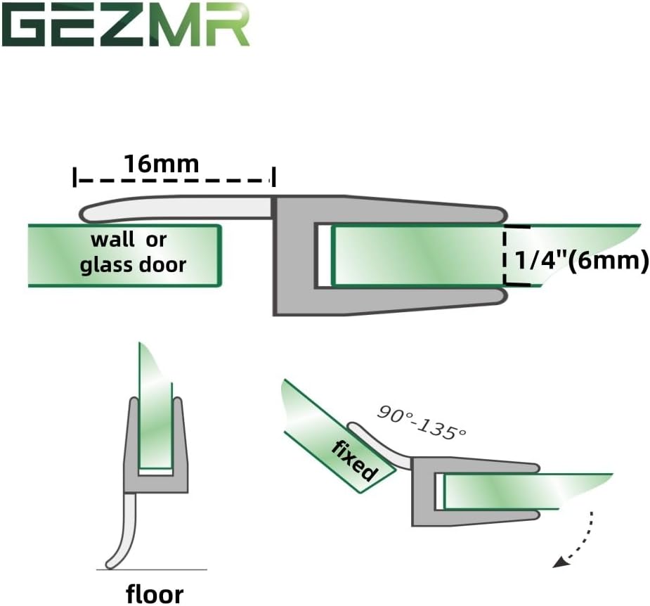 2-Pack Frameless Shower Door Bottom Seal (1/4'' X 39'') Clear Glass Shower Door Sweep Strip can Covers up to 23mm Gap - Stop Leaks