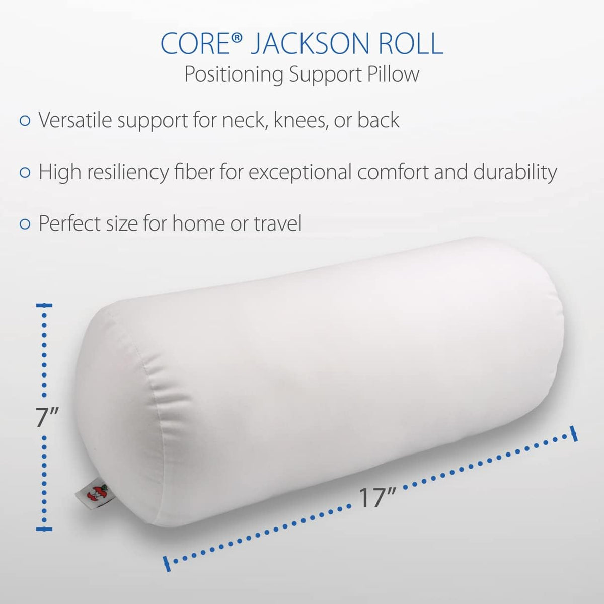 Core Jackson Roll Bolster Pillow for Neck, Back, Knee & Leg Support, WH