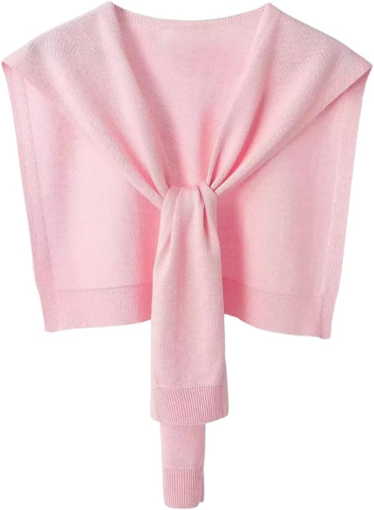 WaJuemy Women's Sweater Shawl Wraps Sleeves Knitted Collar Sweater Scarf Top Casual Lightweight Shoulder Cape Accessories