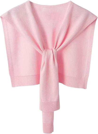 WaJuemy Women's Sweater Shawl Wraps Sleeves Knitted Collar Sweater Scarf Top Casual Lightweight Shoulder Cape Accessories