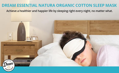 Dream Essentials Natura Organic Cotton Sleep Mask | Twilight Blue | Eye Mask for Sleeping, Light Blocking Soft Sleep Eye Cover with Eco Wool Padding | Made in USA Travel Accessories