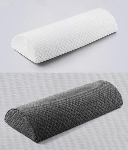 Memory Foam Half Moon Shaped Bolster Pillow for Neck Leg Knee Lumbar Feet Lower Back 16.5x7x4 (Grey)