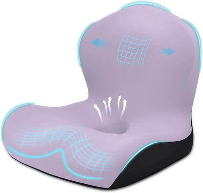 Seat Cushion for Office Chair and Car, L-Shaped Ergonomic Car Seat Cushions, Memory Foam Chair Cushion, Lumbar Support Pillow for Wheelchair, Car, Home, Office, Desk, Black