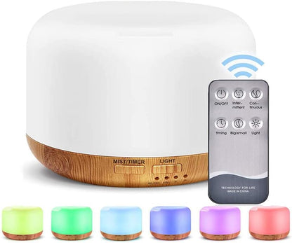 300ML Remote Control Air Diffusers for Essential Oil, Aroma Ultrasonic Scent Diffuser, Aromatherapy Humidfier Diffuser, 7 Color Changing LED Light, Auto-Off, Timer for Home, Room, Office, Kids