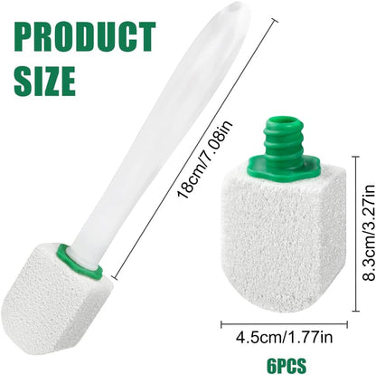 AUAUY 6 Pack Pumice Stone with Handle, Toilet Bowl Pumice Stone for Cleaning, Hard Water Toilet Ring Remover, 1 Handle + 6 Pumice Stones for Cleaning Toilets, Bathtubs, Grills, Kitchen Sink